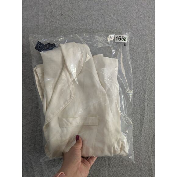 Polo Ralph Lauren Shirt Womens Sz 10 100% Linen Short Sleeve Button cream vtg - Picture 10 of 10